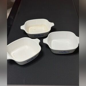 Corning Ware P-41-B Mini Casserole Dish Blue Cornflower 12 oz. No Lids Lot of 3